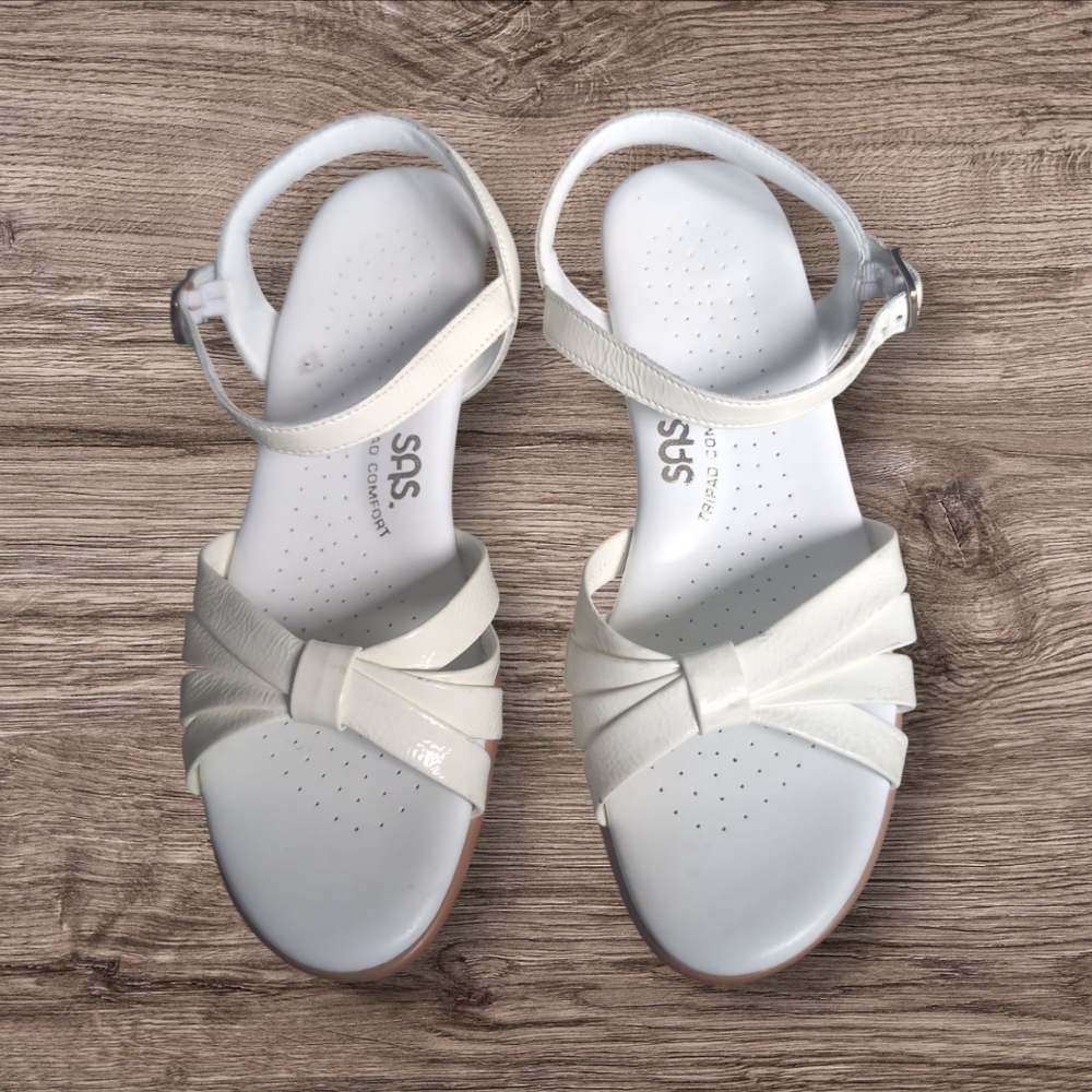 SAS Women's Sandals SZ 7 Narrow Tri Pad Comfort Ankle Straps Open Toe Wedge USA